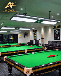 Arena 2 snooker table light with 2 frames and 4 SMD LED panels each, 48W, installed over a snooker table