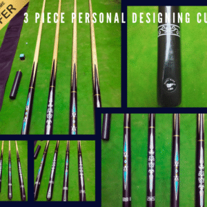 3 piece cue, handmade cue, designing cue, professional cue stick, imported cue, premium snooker cue, stylish cue, elegant handmade cue, high quality cue, custom cue stick, luxury cue, sharp design cue, billiard cue, personal handmade cue, 9.5mm tip cue