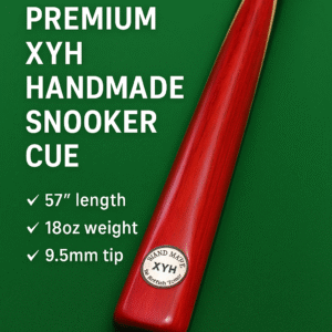 The XYH Handmade Snooker Cue, a premium professional cue stick crafted with precision, is designed for serious players who demand quality and performance. Featuring a 57 inch length, an 18oz balanced weight, and a 9.5mm tip size, this 3 piece snooker cue offers excellent control, spin, and accuracy. Made from high-quality ash wood, with a strong butt design, elegant red butt finish, and ebony splices, it combines both style and durability. The brass joint ensures long-lasting strength, while the smooth finishing provides a comfortable grip for consistent play. Whether you are looking for a professional snooker cue, handmade cue stick, billiard cue stick, or personal snooker cue, the XYH model is one of the best snooker cues in Pakistan, perfect for home, clubs, or tournaments.
