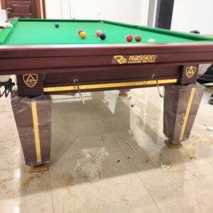 Rasson Magnum Golden Edition 5x10 Steel Cushion Snooker Table in Mehroon Matt Colour installed by A Plus Snooker Table